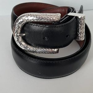 Pat Areias Sterling Silver (925) Unisex Belt/Keeper, Leather Strap